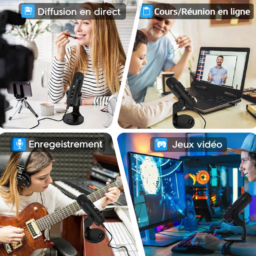 Micro USB Haomuren pour PC & Mac – Streaming, Gaming & Podcast