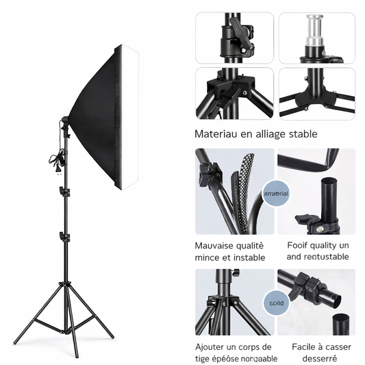 Éclairage Softbox Photo Pro avec Trépied
