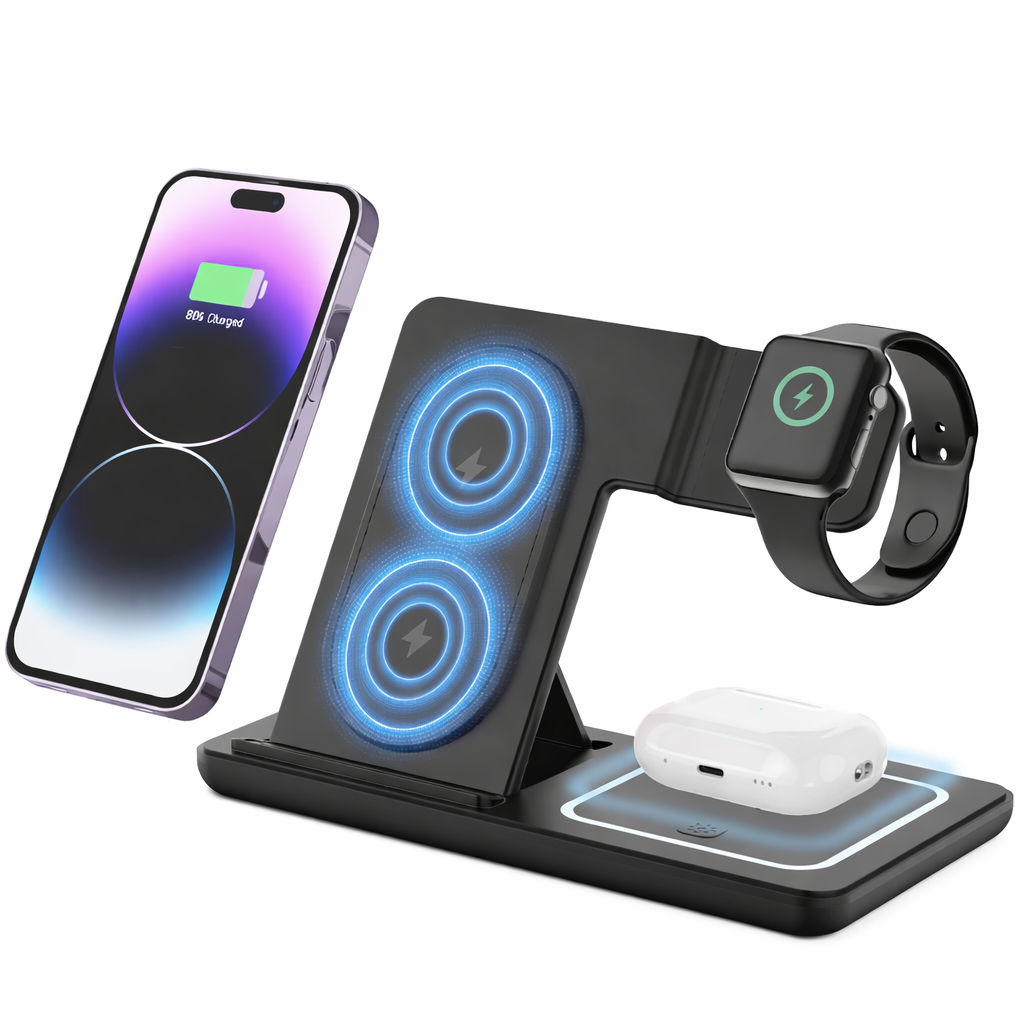 Chargeur Sans Fil 3-en-1 Pliable 30 W avec LED