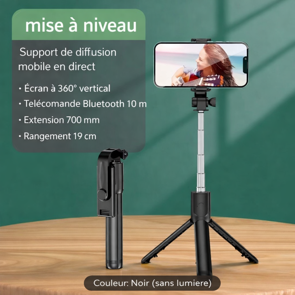 Trépied et perche à selfie extensible