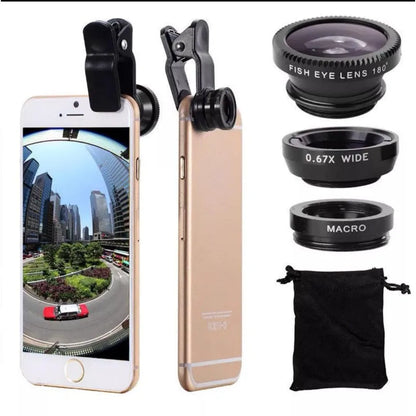 Objectif 3 en 1 pour smartphone – Fisheye, Grand Angle & Macro avec clip