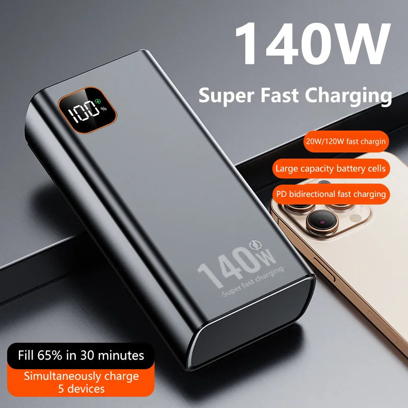 Batterie Externe 50 000 mAh 140 W – Super Charge Rapide USB-C