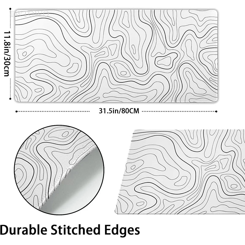 Tapis de souris XXL Gamer blanc à lignes contour
