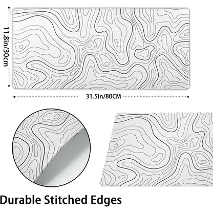 Tapis de souris XXL Gamer blanc à lignes contour