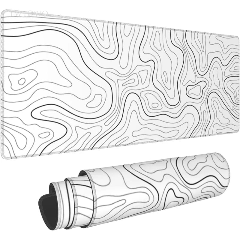 Tapis de souris XXL Gamer blanc à lignes contour