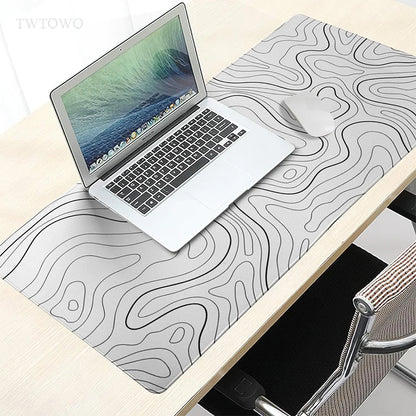 Tapis de souris XXL Gamer blanc à lignes contour