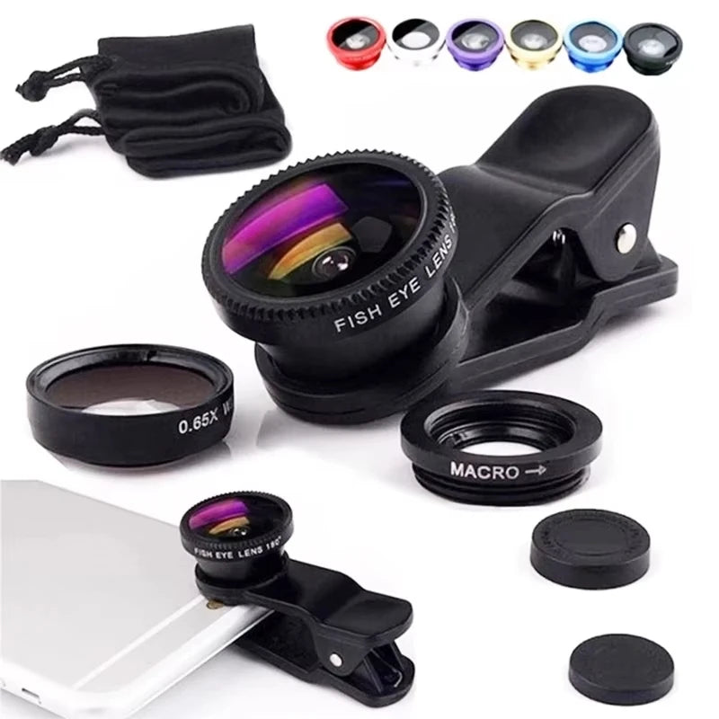 Objectif 3 en 1 pour smartphone – Fisheye, Grand Angle & Macro avec clip