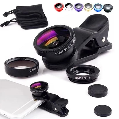 Objectif 3 en 1 pour smartphone – Fisheye, Grand Angle & Macro avec clip